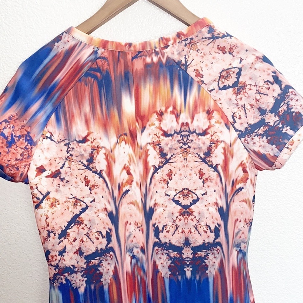 Zara W&B Collection Neoprene “Scuba” Short Sleeve Cherry Blossom Mini Dress - Picture 10 of 12